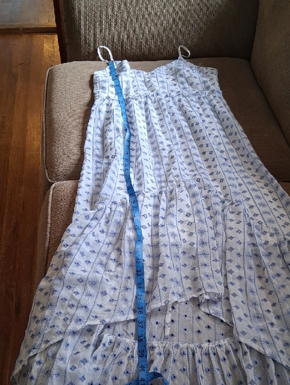 miami White and Blue High-Low Sundress - Picture 4 of 9